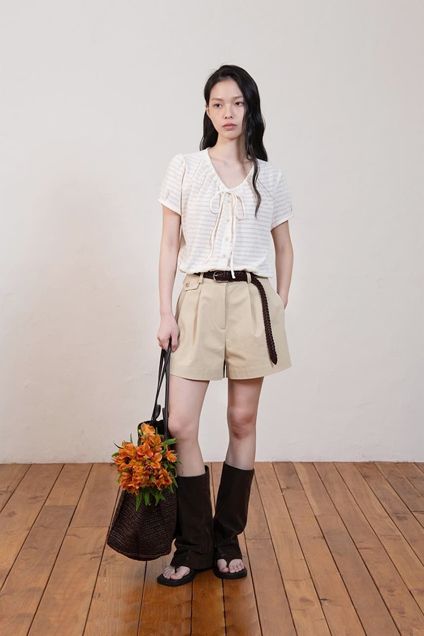 Shirring Half Blouse (Natural)