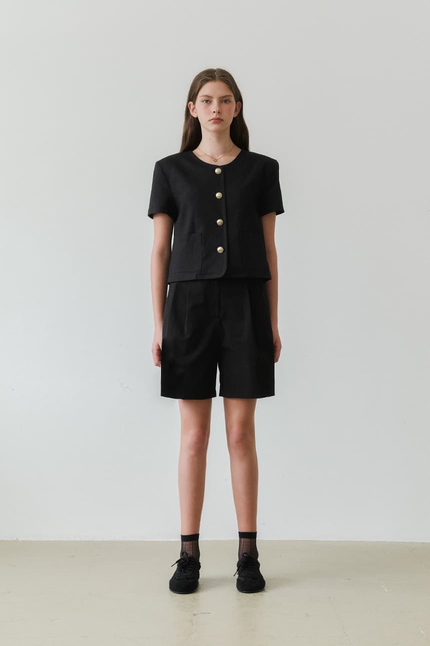 Linen Half Jaket (Black)
