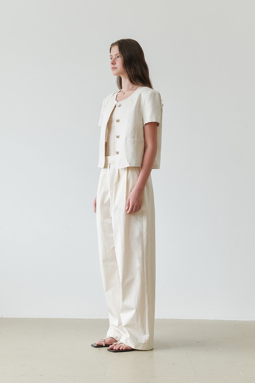 Linen Half Jaket (Ivory)