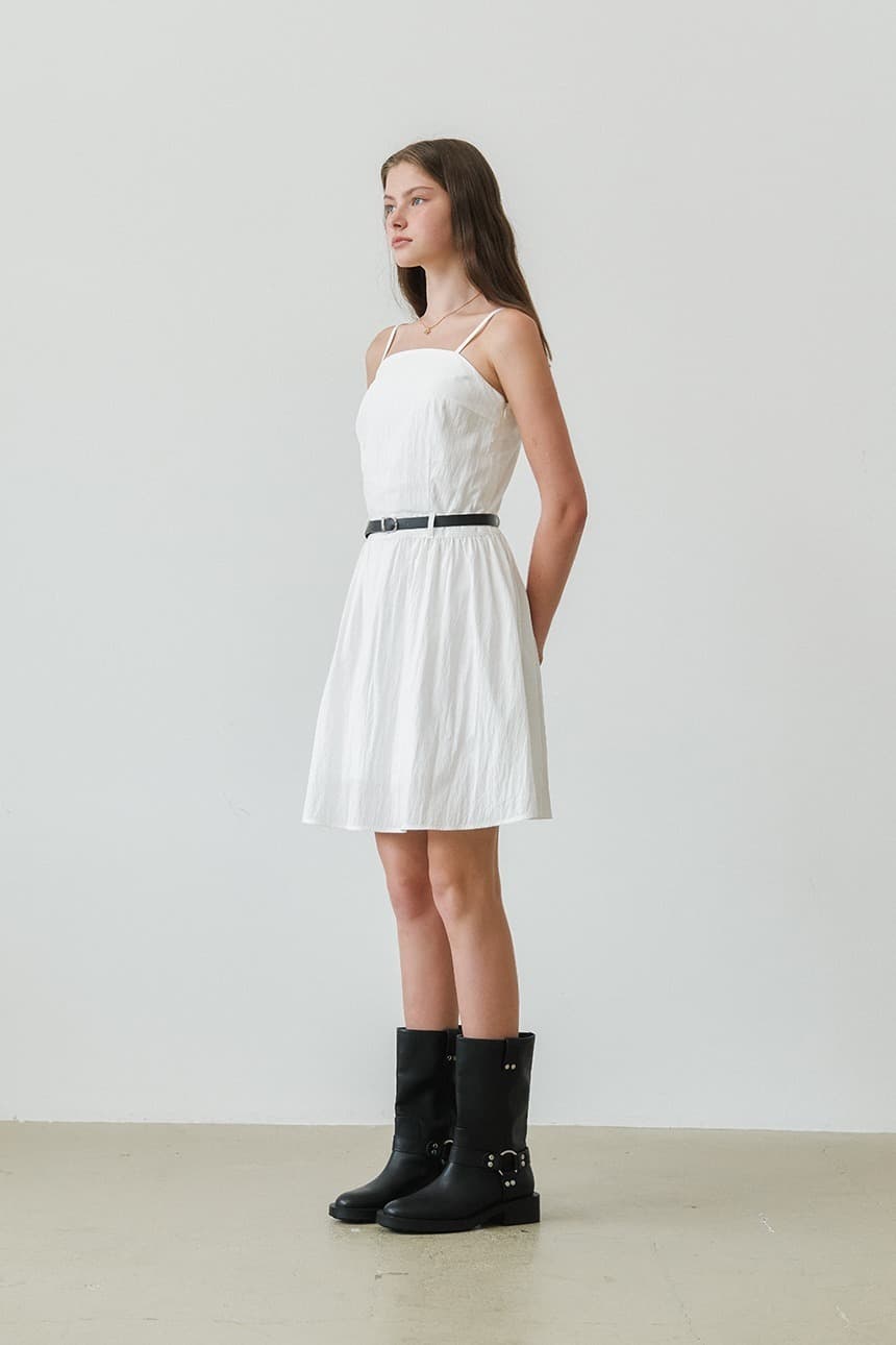 Belted Bustier Dress (White)