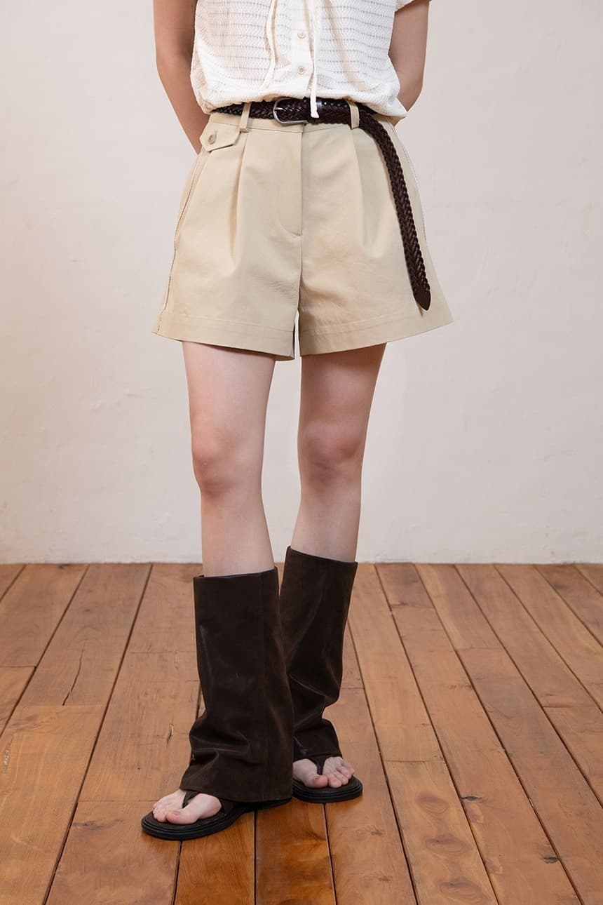 Side-Laced Half-Pants (Beige)