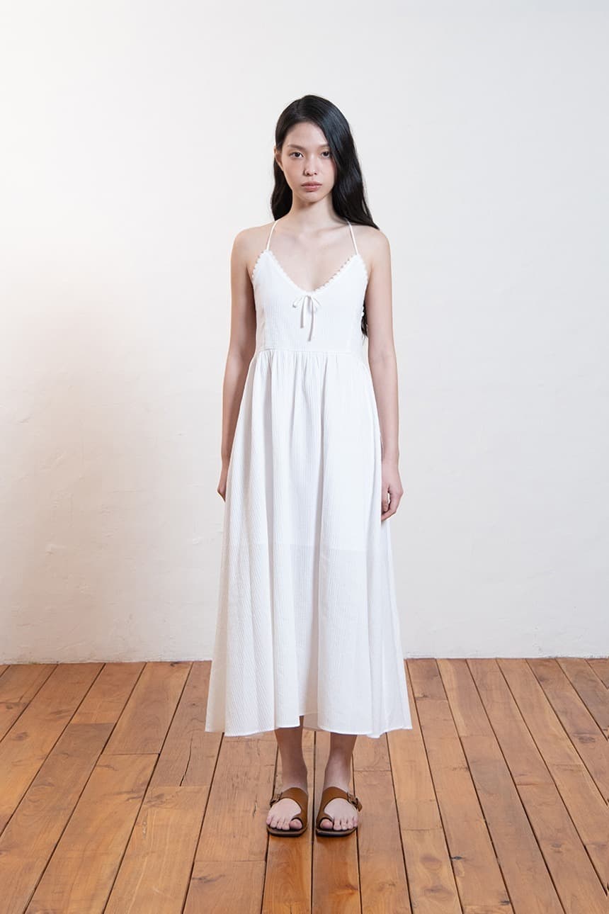 Back Open Lace-Up Dress (Ivory)