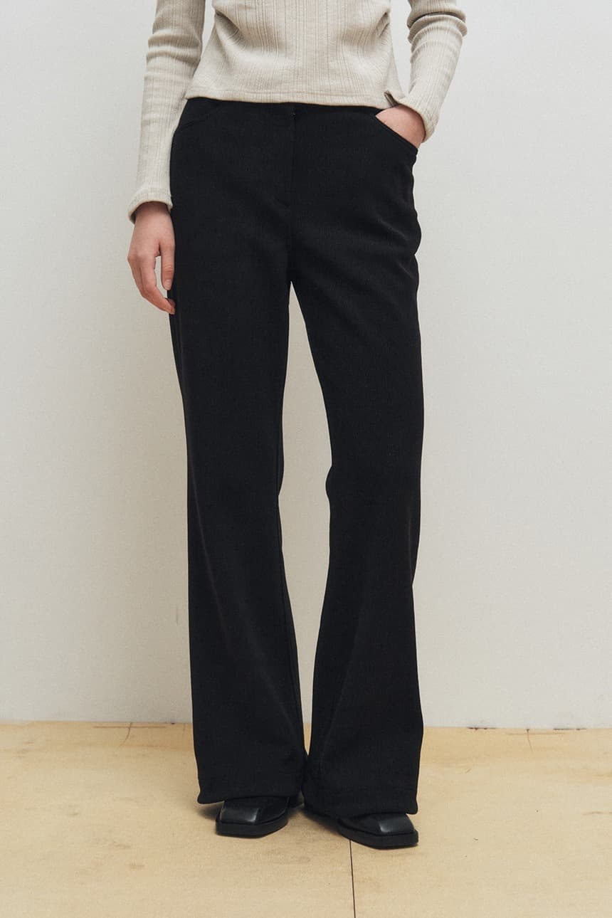 Corduroy Flared Pants (Black)