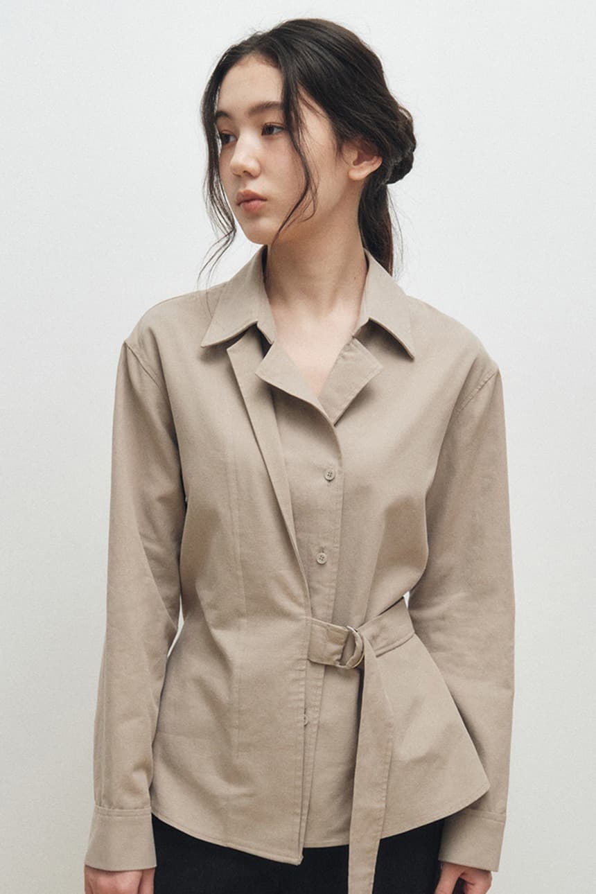 Belted Trench Shirt (Beige)