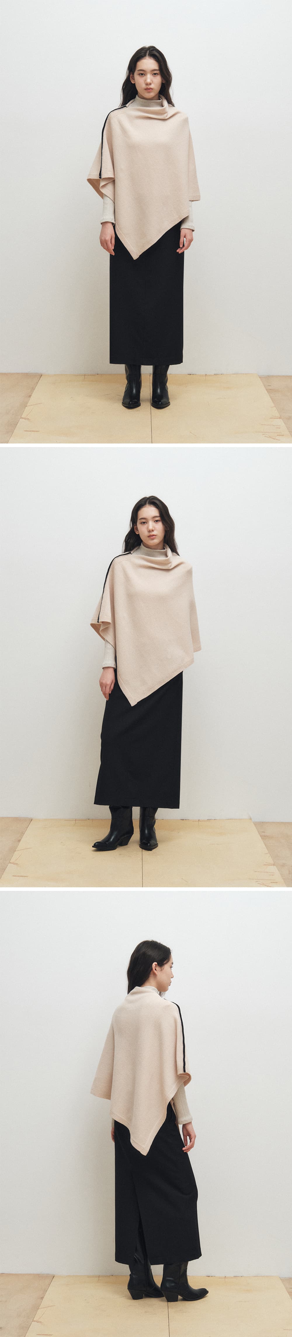 Wool Lining Cape (Beige) — vue 3