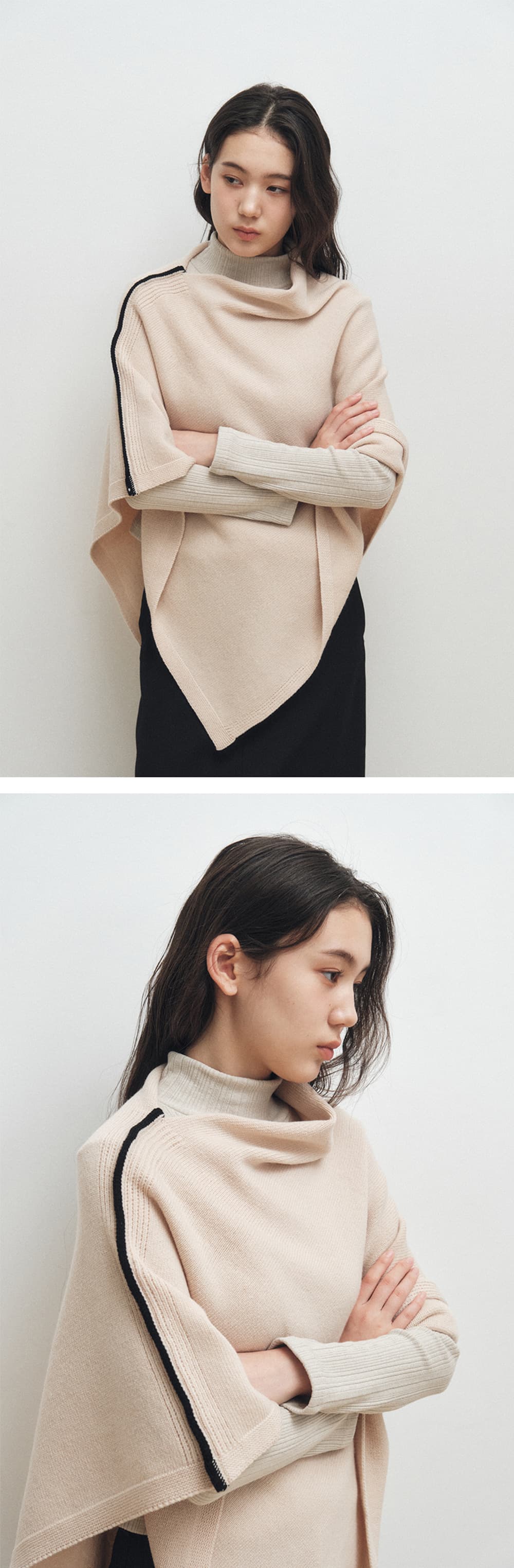 Wool Lining Cape (Beige) — vue 4