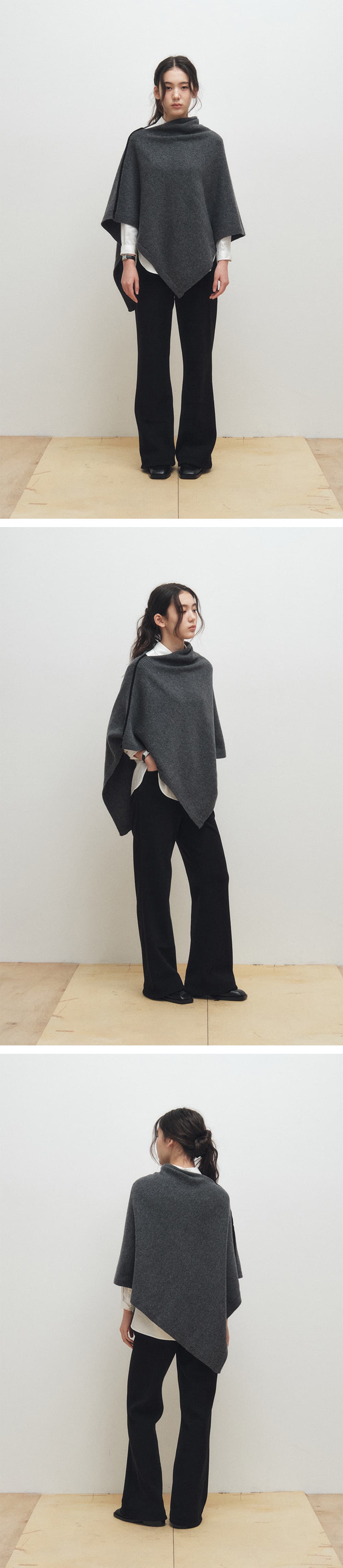 Wool Lining Cape (Charcoal) — vue 3