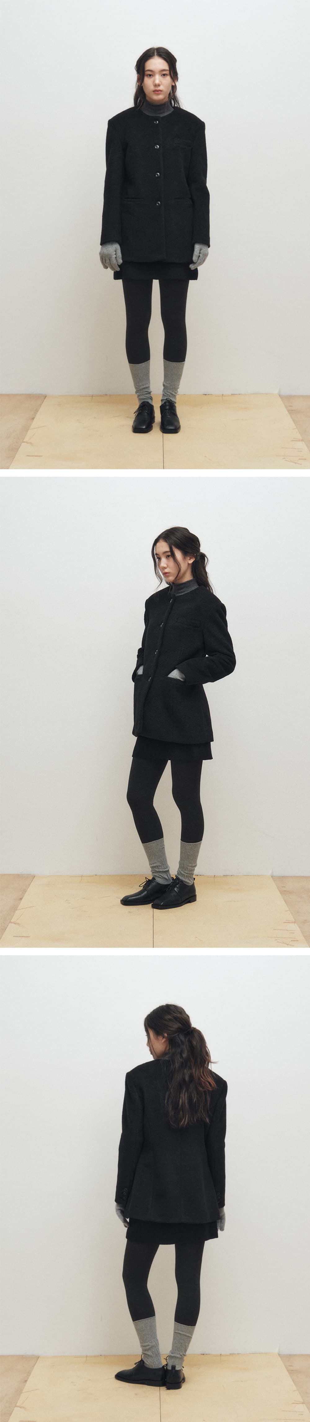Hourglass 4-Button Jacket (Black) — vue 3