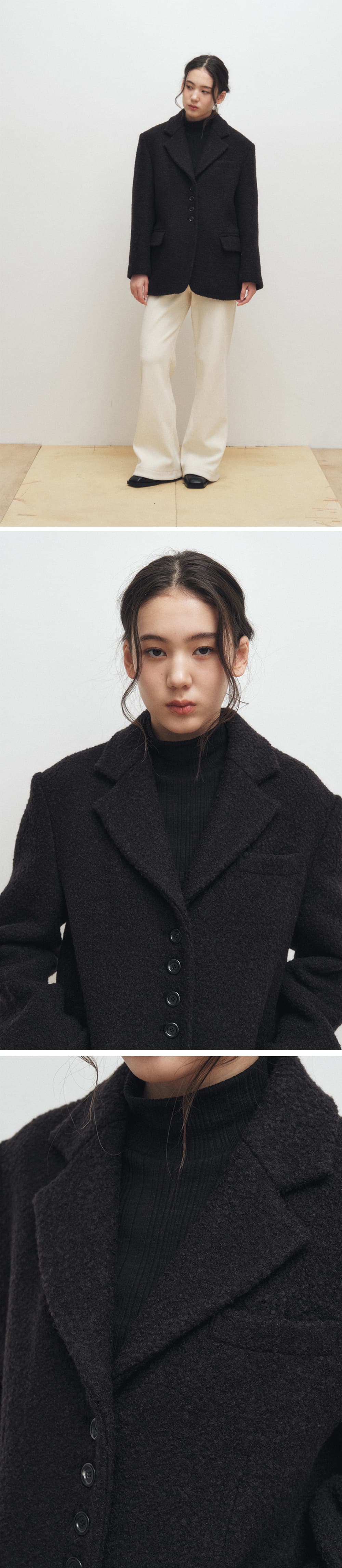 Oversized Wool Blazer Coat (Black) — vue 4