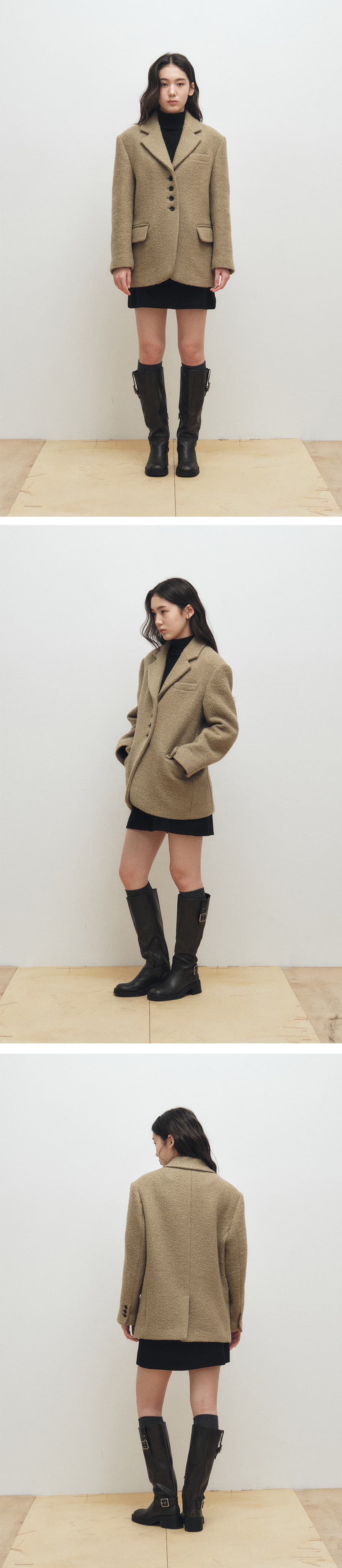 Oversized Wool Blazer Coat (Khaki Brown) — vue 4