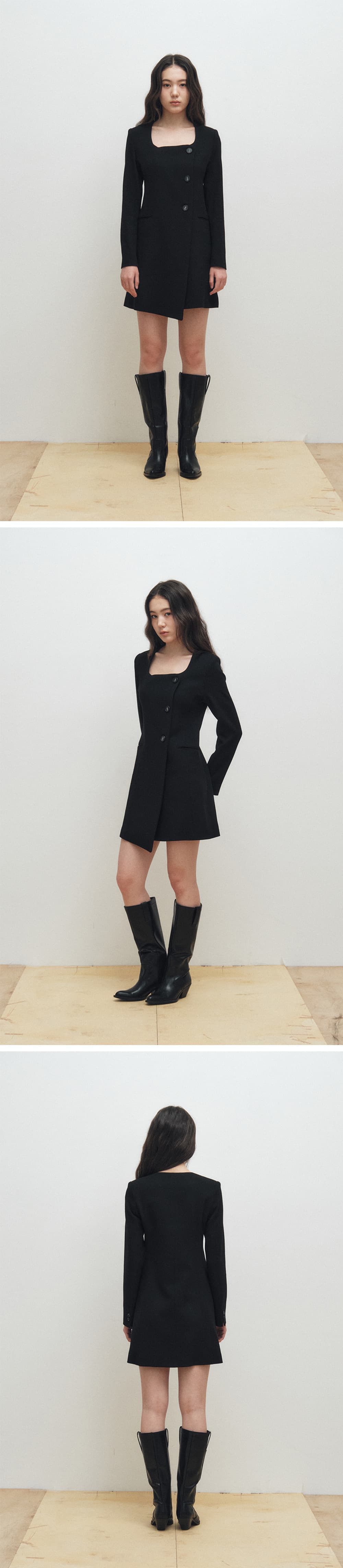 Square Neck Jacket Dress (Black) — vue 3