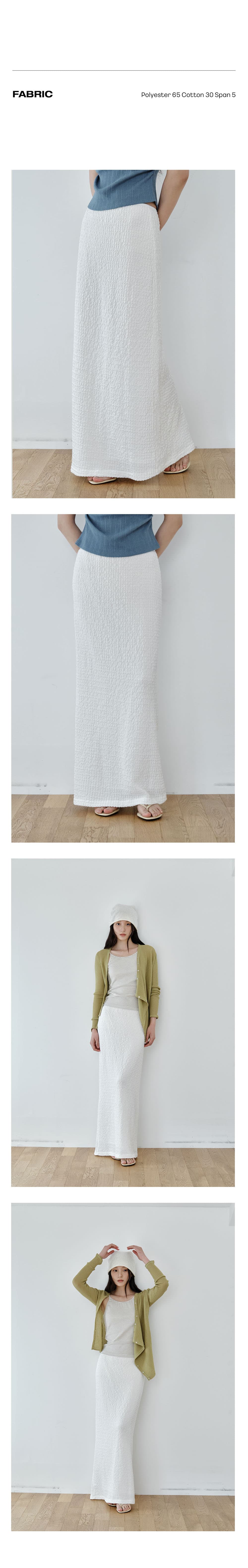 Crinkle Slim Long Skirt (Ivory) — vue 4