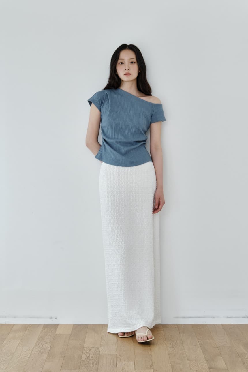 Crinkle Slim Long Skirt (Ivory)