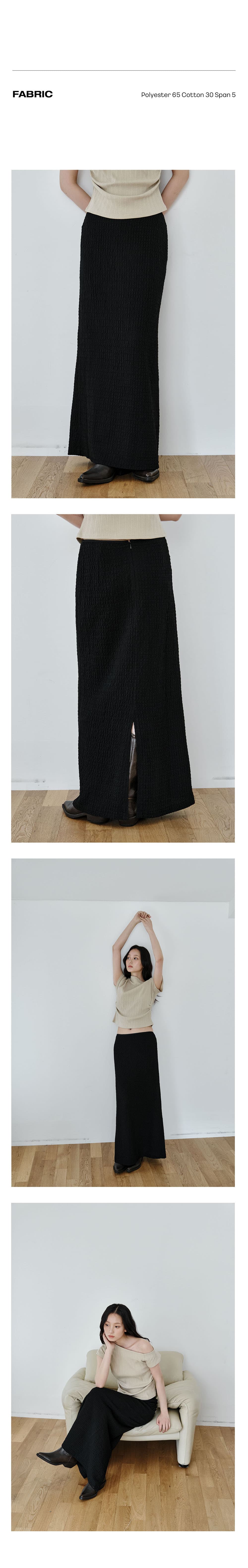 Crinkle Slim Long Skirt (Black) — vue 4