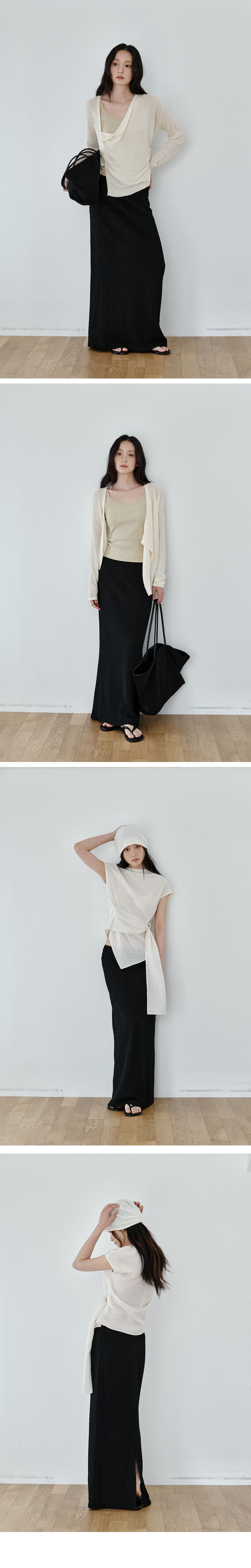 Crinkle Slim Long Skirt (Black) — vue 5