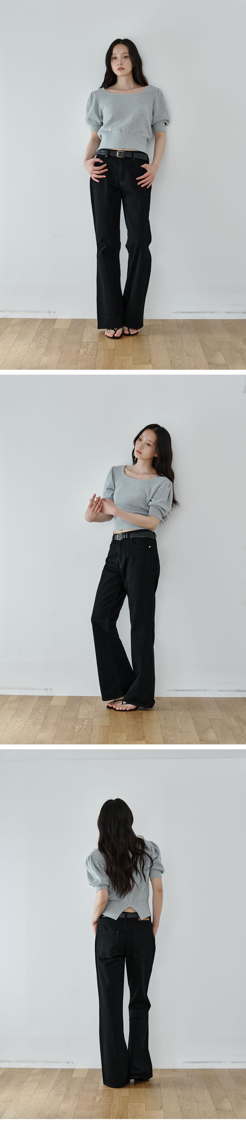 Cotton Bootcut Jeans (Black) — vue 3