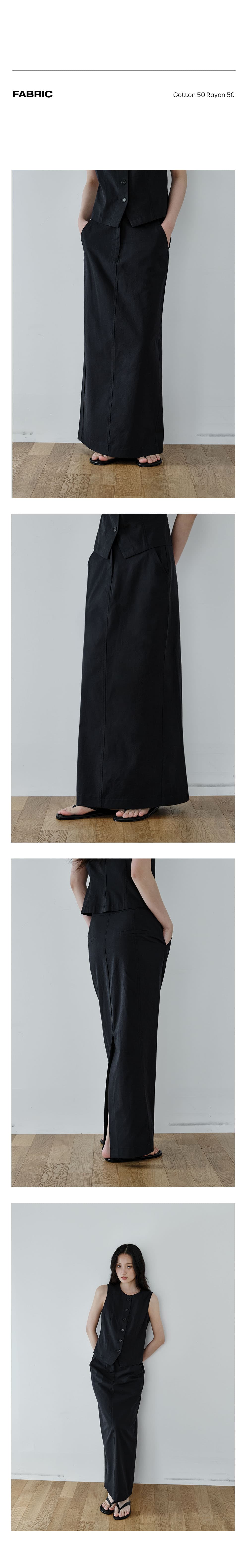 Essential Line Long Skirt (Navy) — vue 4