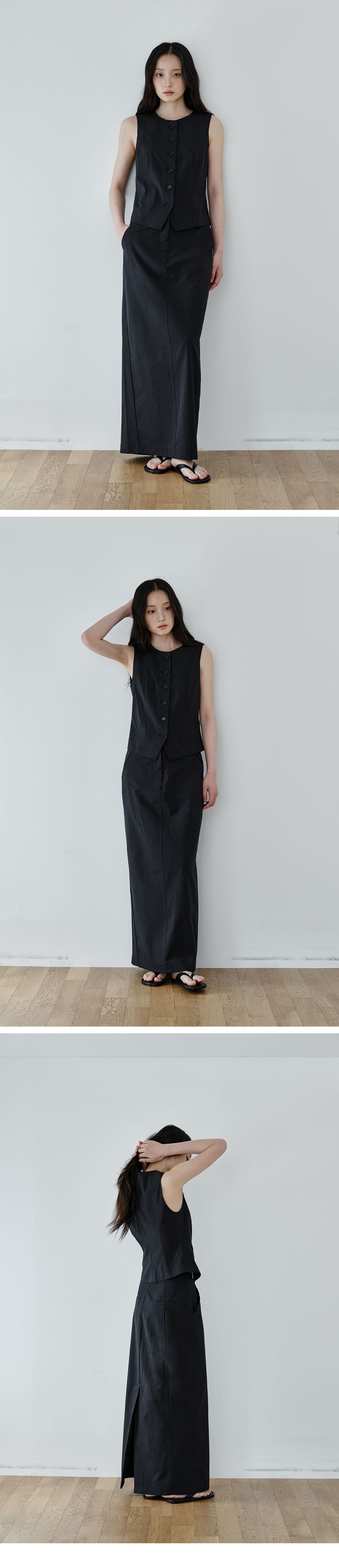 Essential Button Vest (Navy) — vue 3