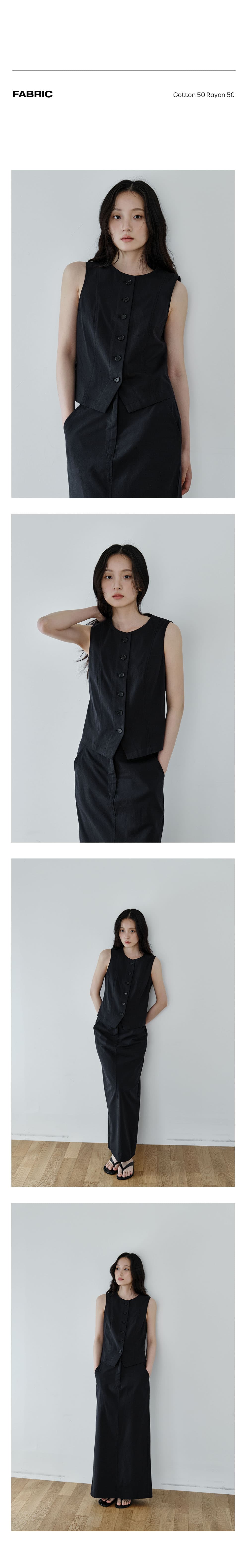 Essential Button Vest (Navy) — vue 4