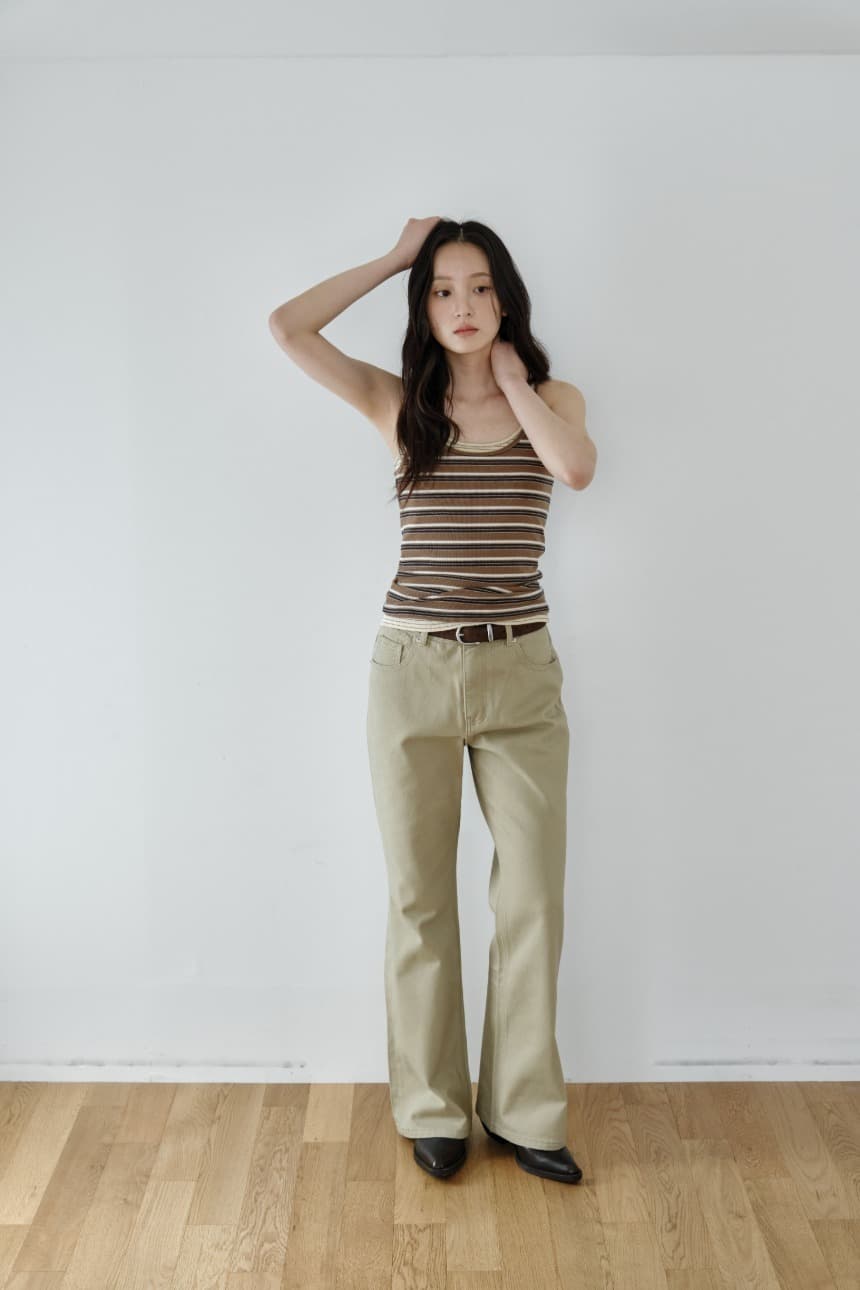 Bold Stripe Slim Sleeveless (Brown)