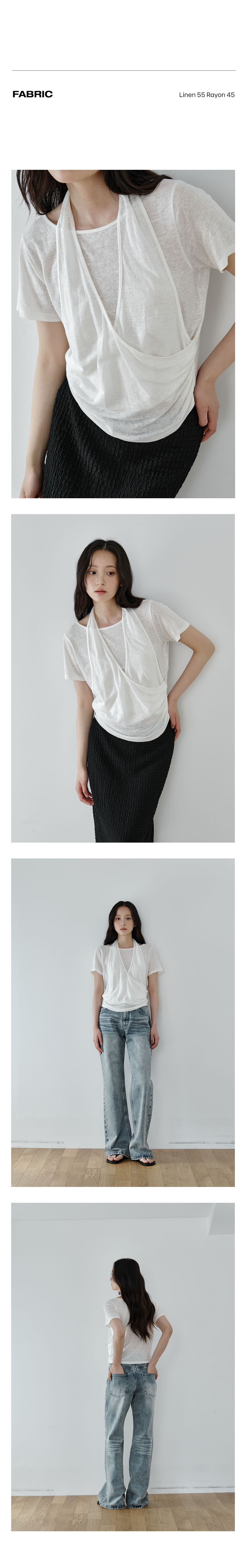Layered Halter Drape T-Shirt (Ivory) — vue 4