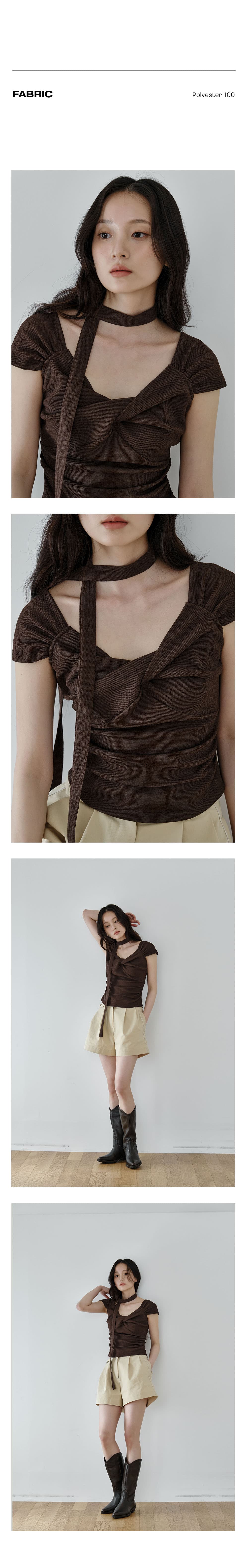 Scarf Twist Top (Brown) — vue 4