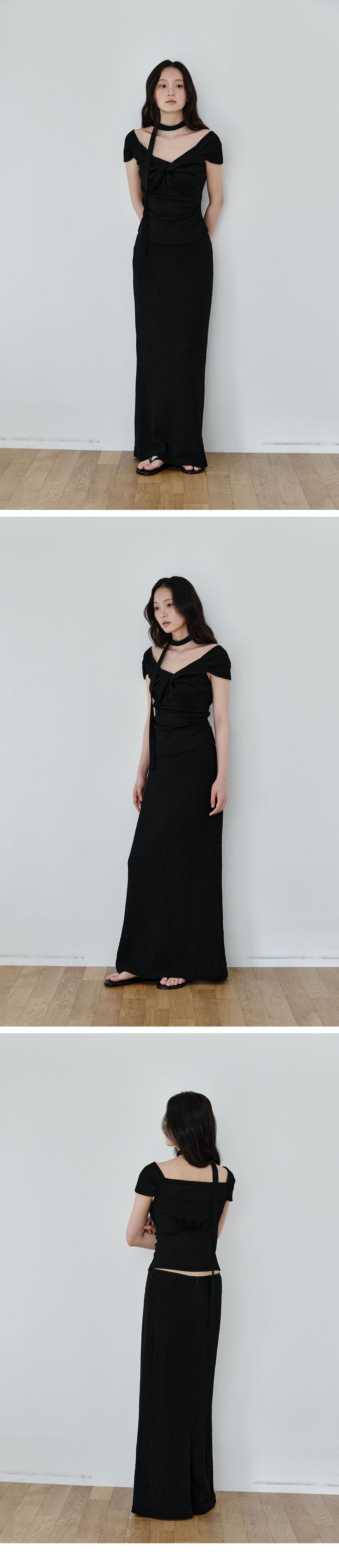 Scarf Twist Top (Black) — vue 3