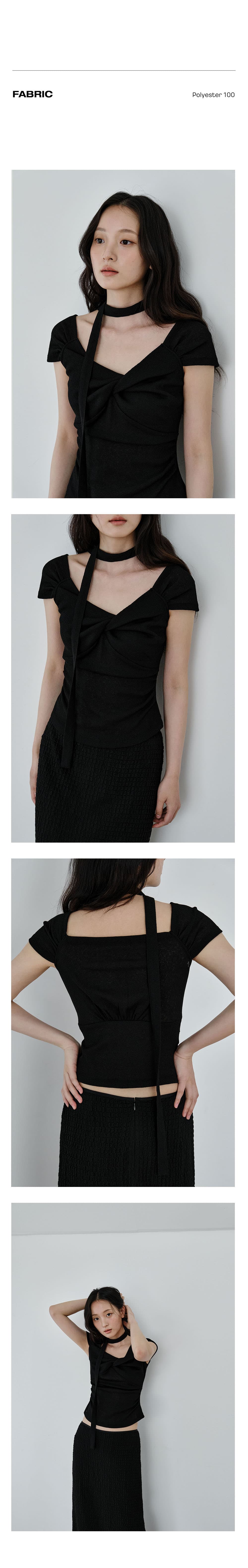 Scarf Twist Top (Black) — vue 4