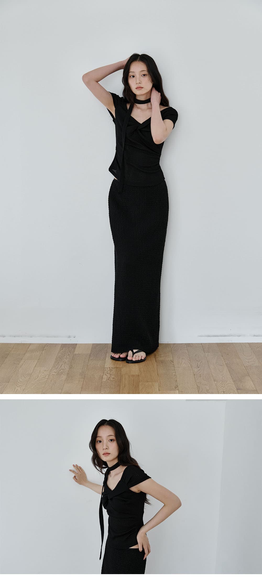 Scarf Twist Top (Black) — vue 5