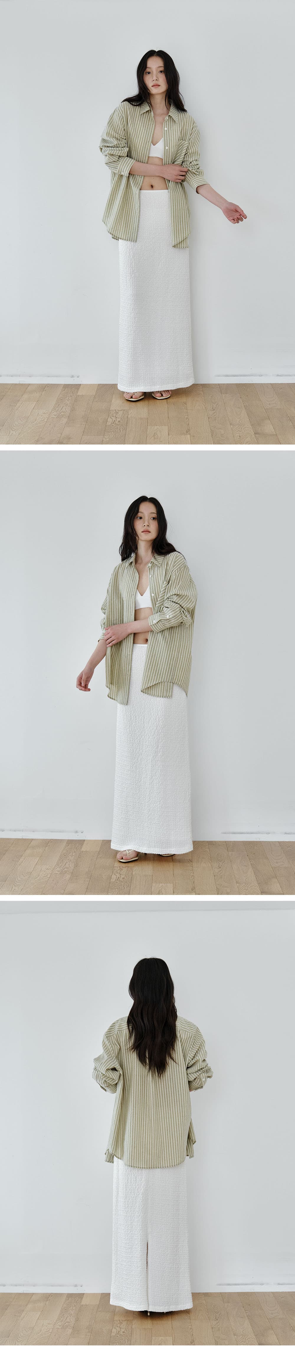 Sage Stripe Over Shirt — vue 3