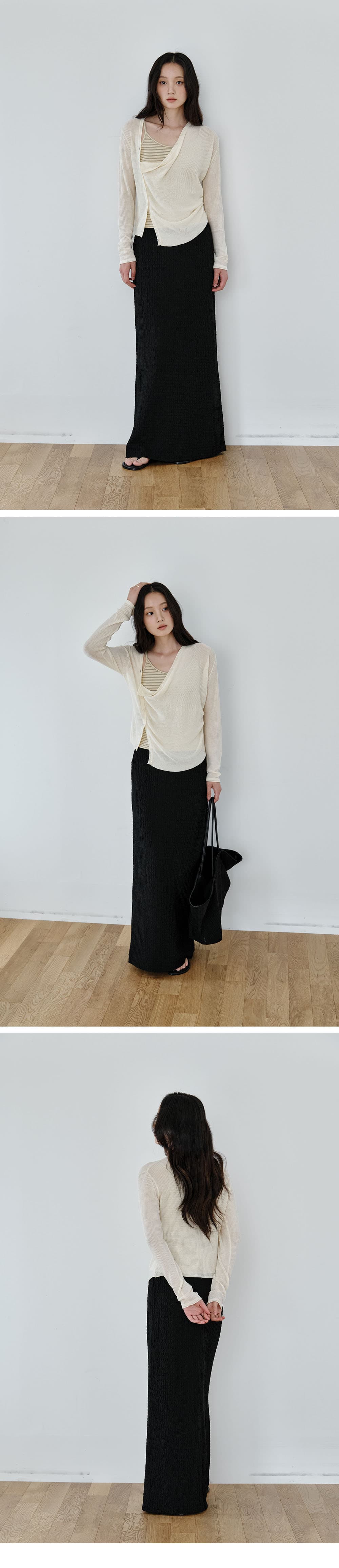 Asymmetric Drape Cardigan (Natural) — vue 3