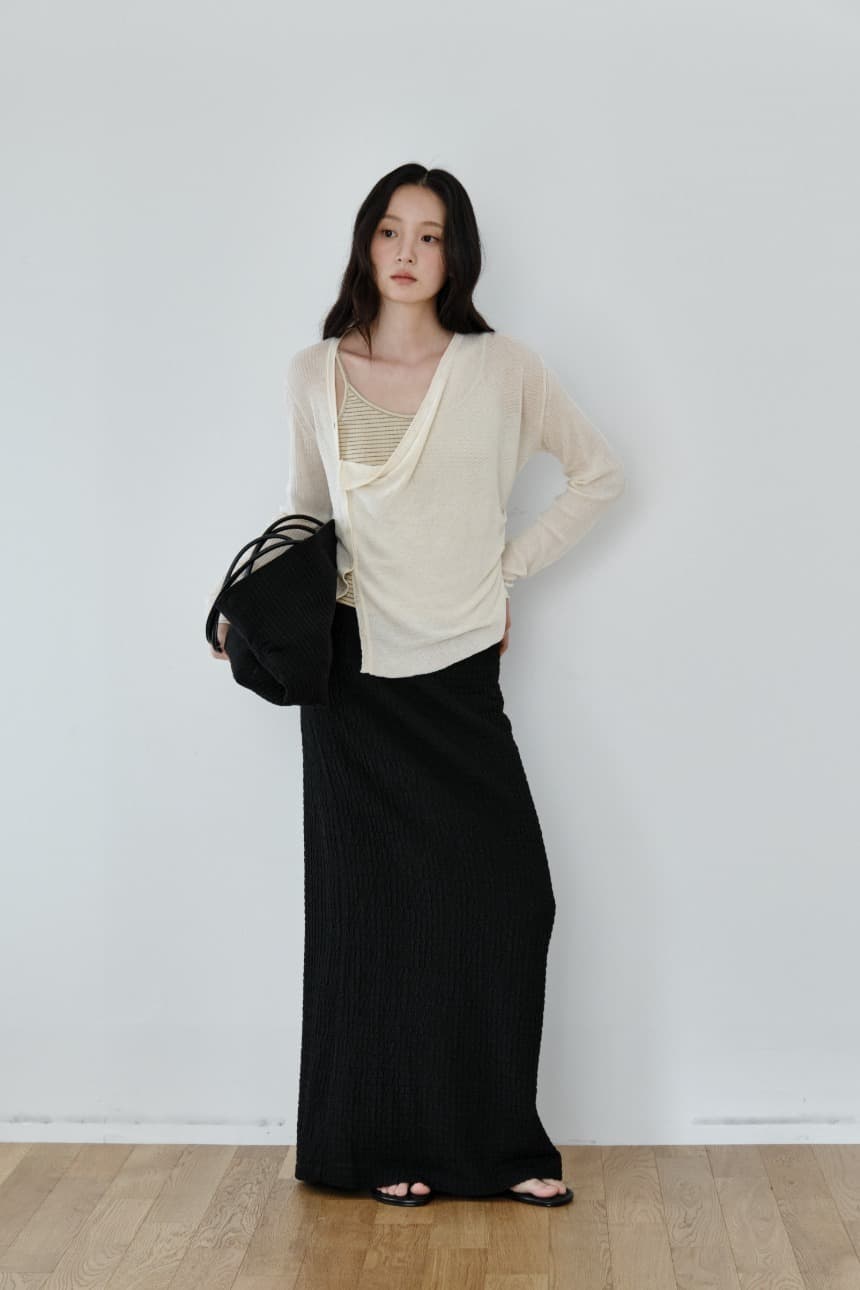 Asymmetric Drape Cardigan (Natural)