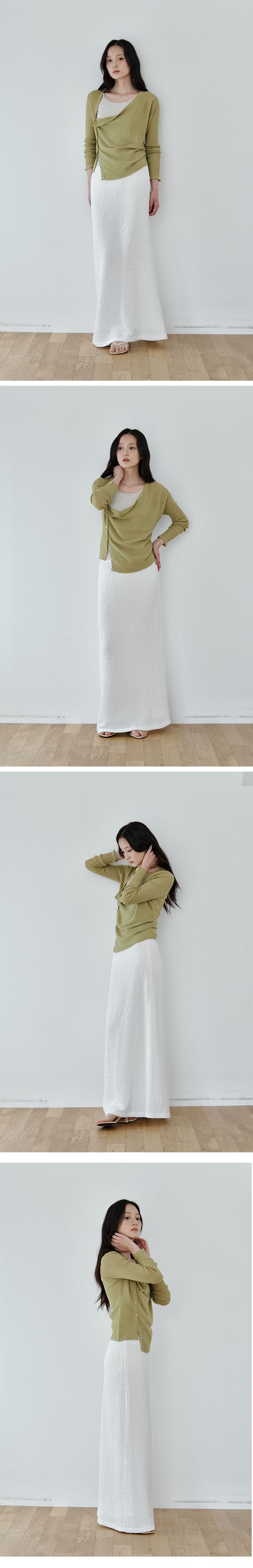 Asymmetric Drape Cardigan (Green) — vue 3