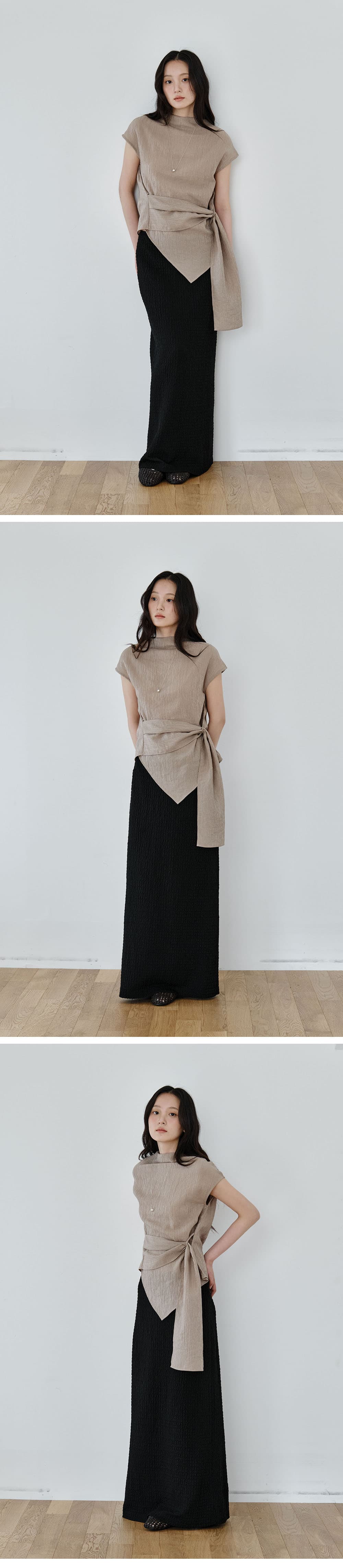 Wrap-Tie Blouse (Beige) — vue 3