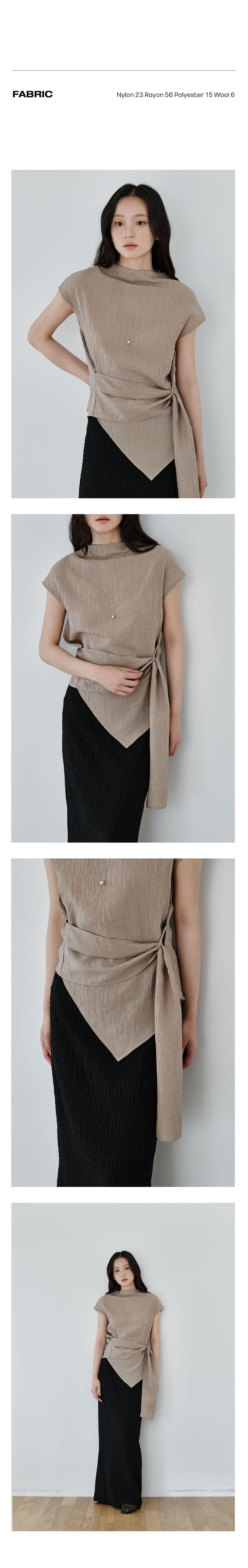 Wrap-Tie Blouse (Beige) — vue 4