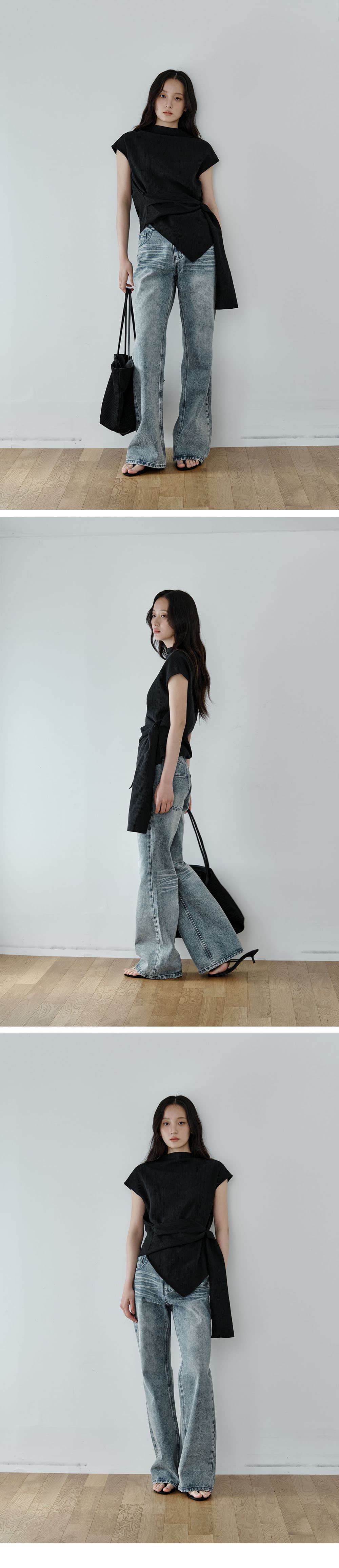 Wrap-Tie Blouse (Black) — vue 3