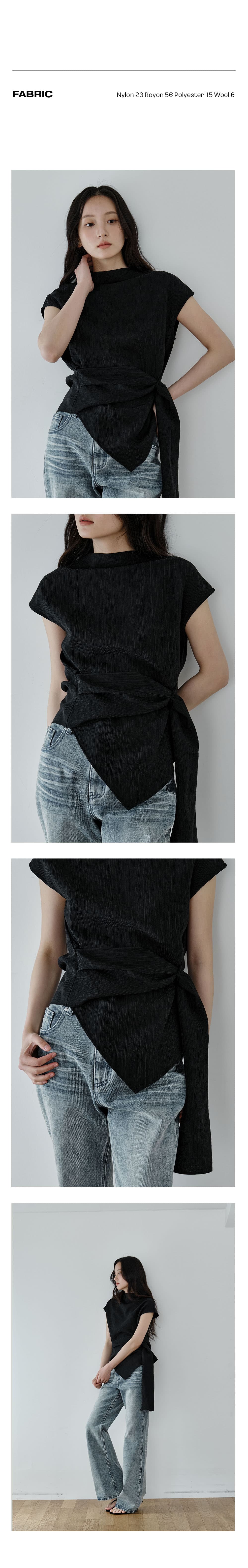 Wrap-Tie Blouse (Black) — vue 4