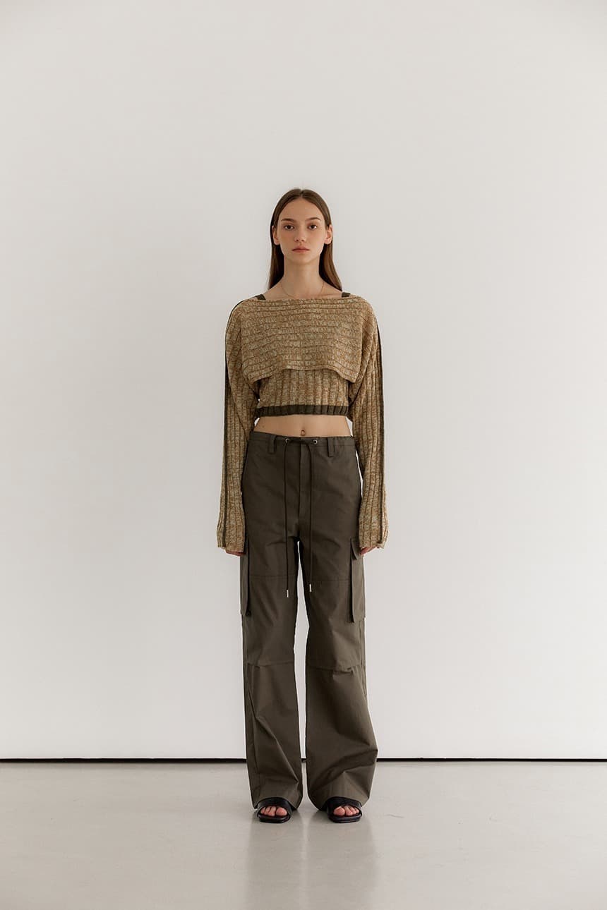 Lining Sleeveless Bolero Set (Khaki)