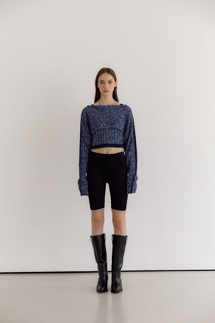 Lining Sleeveless Bolero Set (Navy)