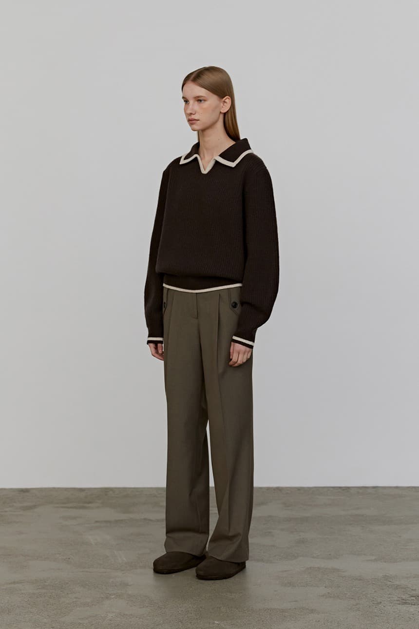 Lining Collared Knit (Brown)