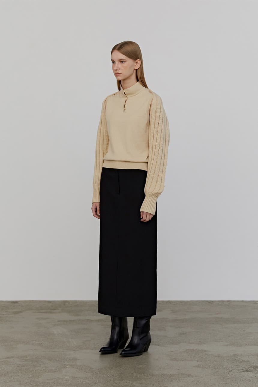Button Sleeveless Bolero Set (Natural)