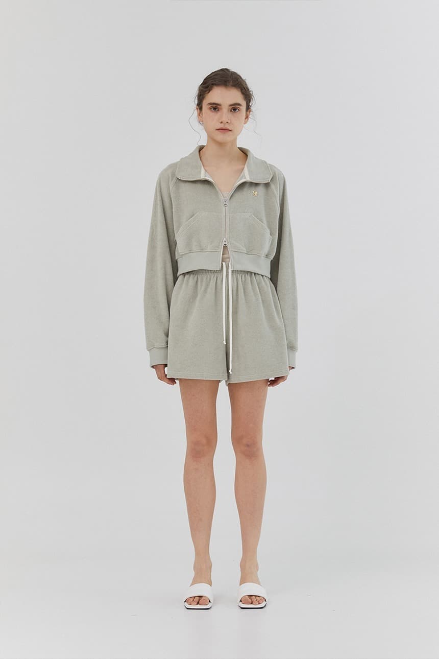 Crop Terry Zip-Up (Mint)