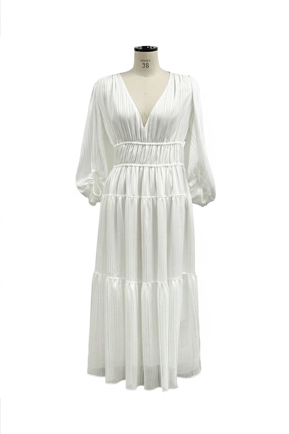 Striped Tiered V-Neck Maxi Dress — vue 2