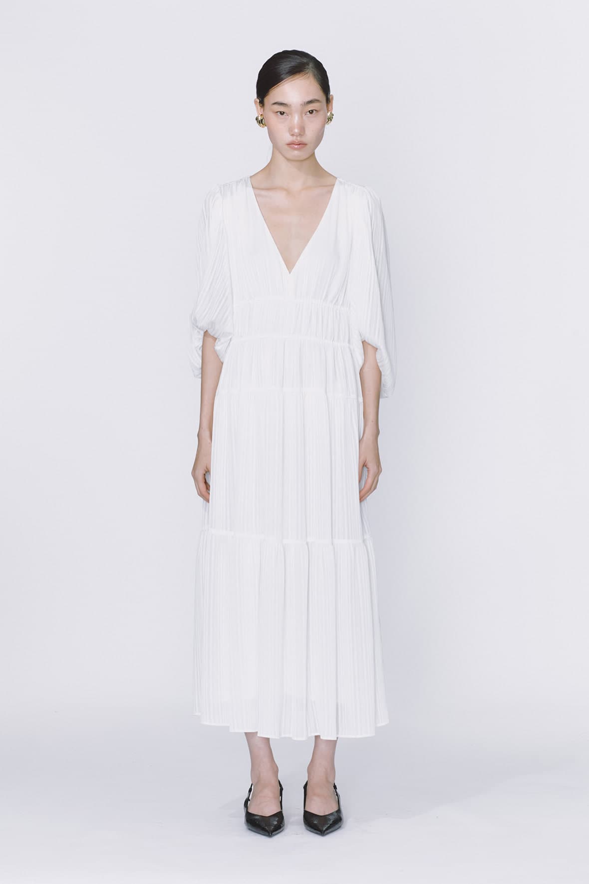 Striped Tiered V-Neck Maxi Dress — vue 3