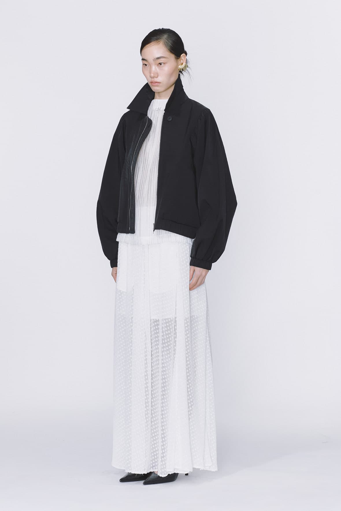 Shirred Square Armhole Insert Pocket Zip Up Jumper — vue 4