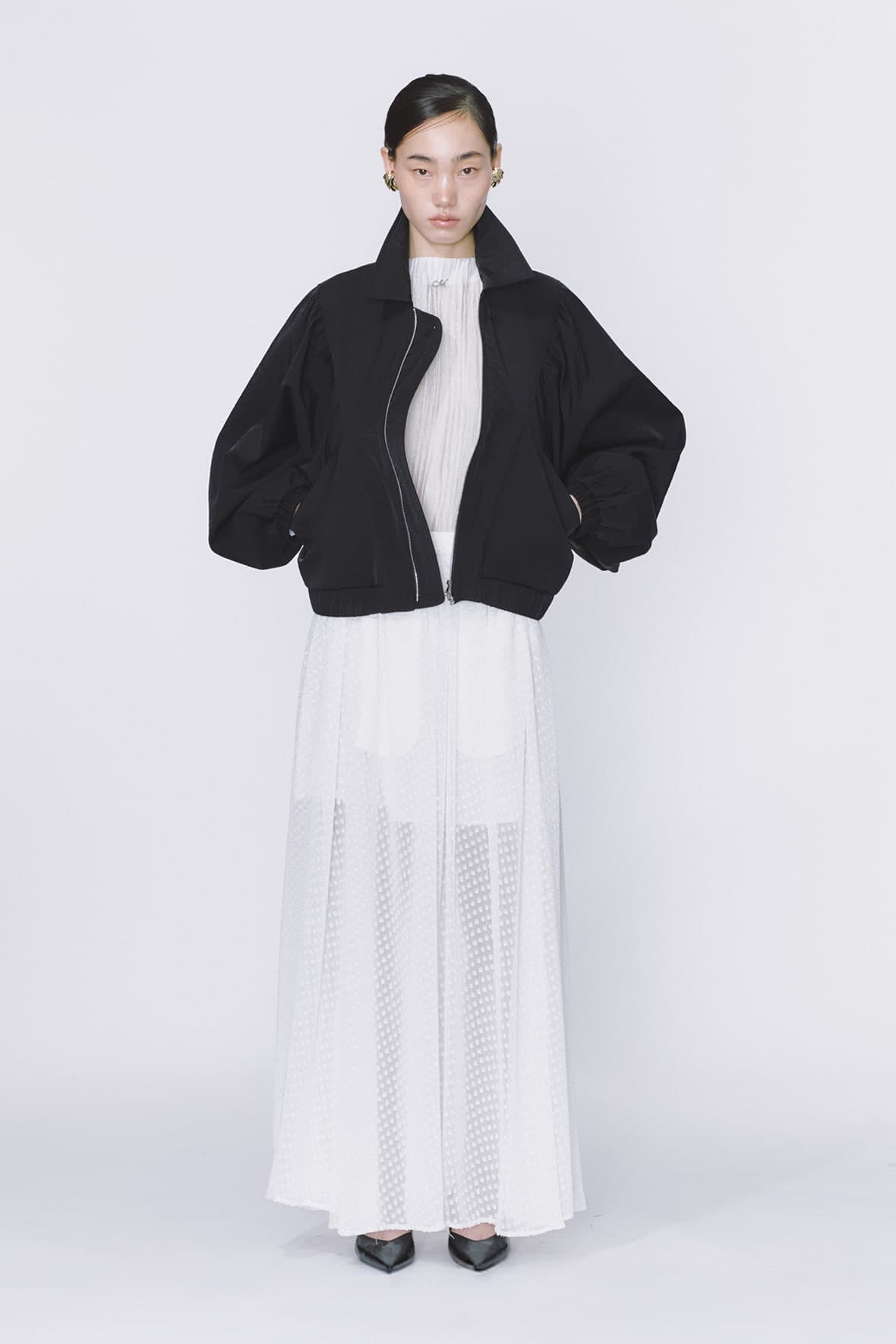 Shirred Square Armhole Insert Pocket Zip Up Jumper — vue 7