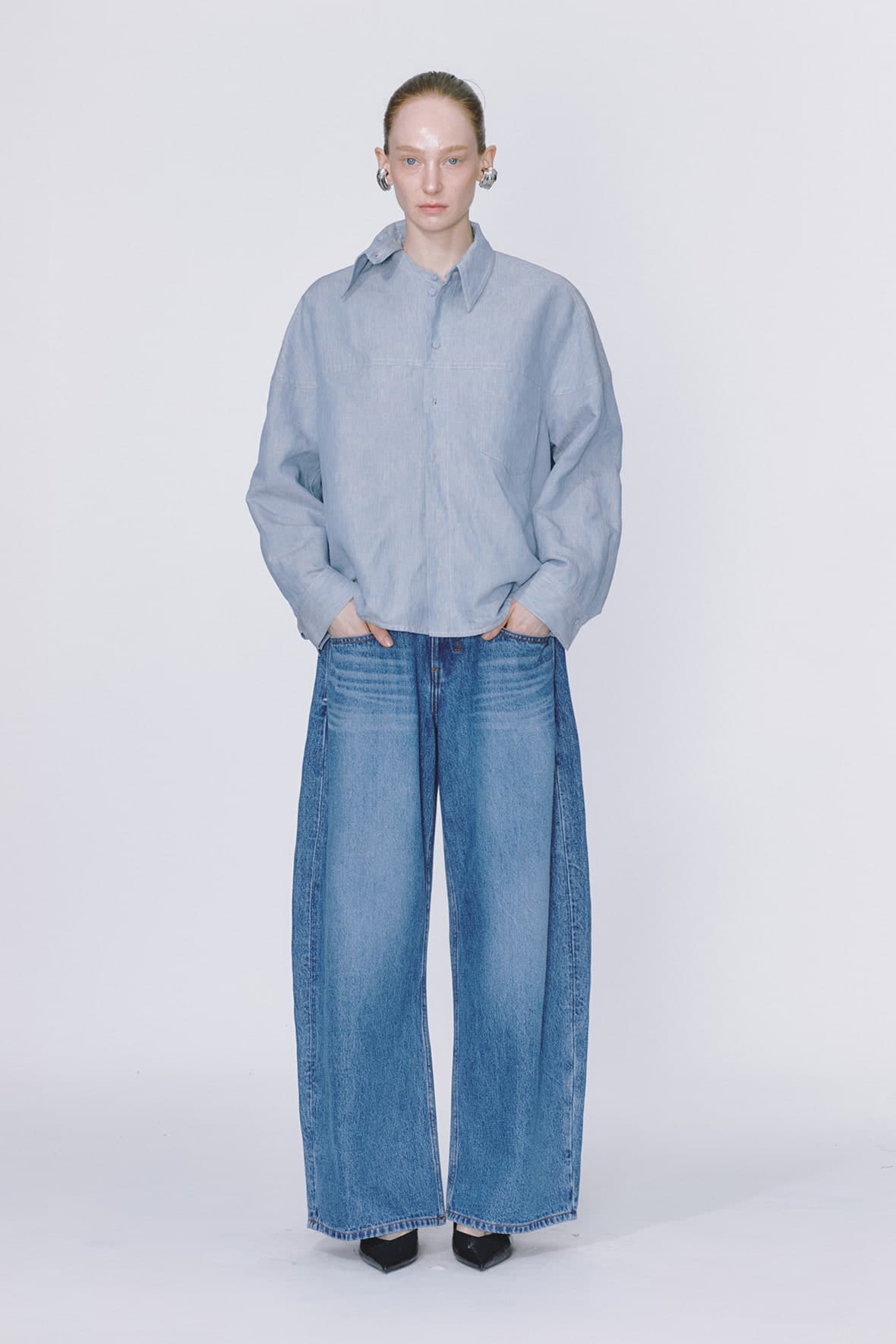 Half And Half Detachable Collar Shircket