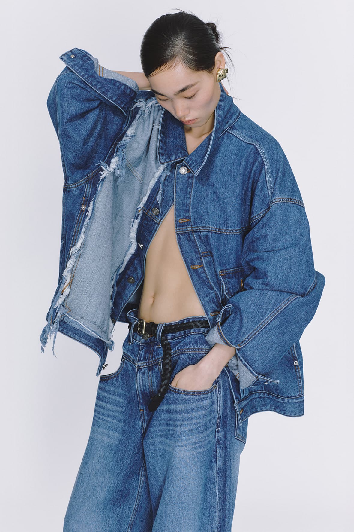 Raw Cut Half And Half 2-Tuck Denim Trucker — vue 6