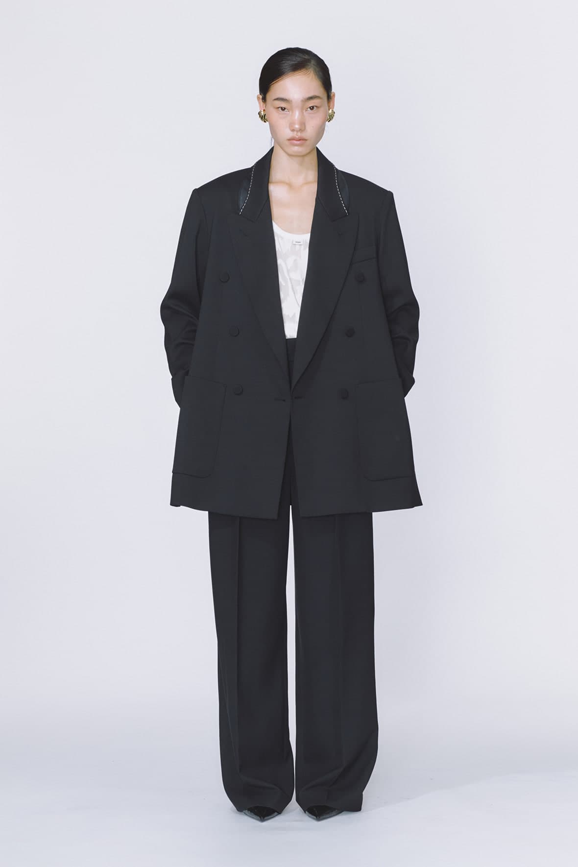 Möbius Peak Lapel Side Slit Double Breasted Blazer — vue 3