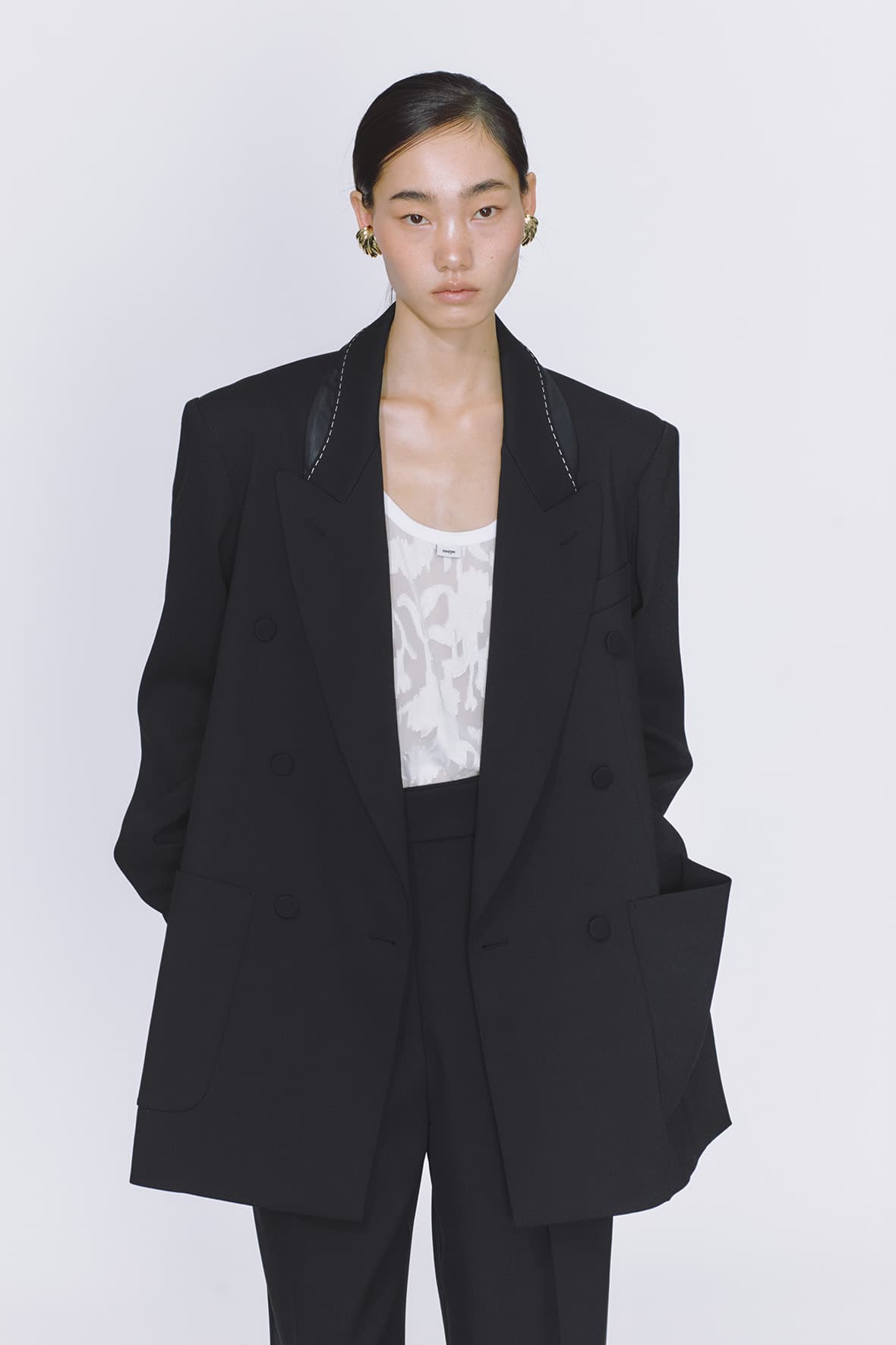 Möbius Peak Lapel Side Slit Double Breasted Blazer — vue 6